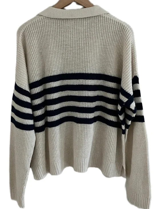 Faherty Women's Miramar Linen Polo Sweater Size L NWT Ocean Stripe - Picture 7 of 11